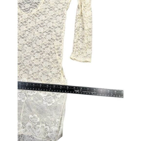 Romantic Ethereal Off White Lace Mesh Overlay Dress Cottagecore Fairycore Sz S - Picture 9 of 11